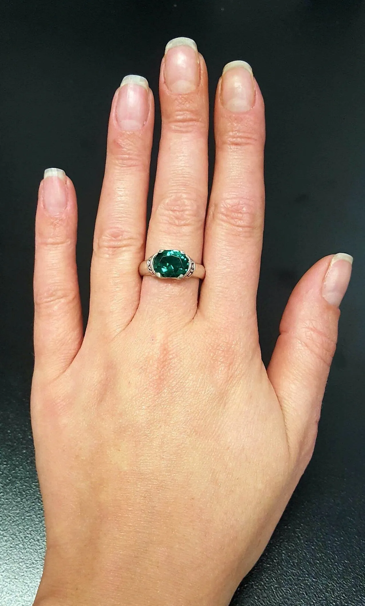 Boho Emerald Ring - Green Solitaire Ring - Vintage Tribal Ring
