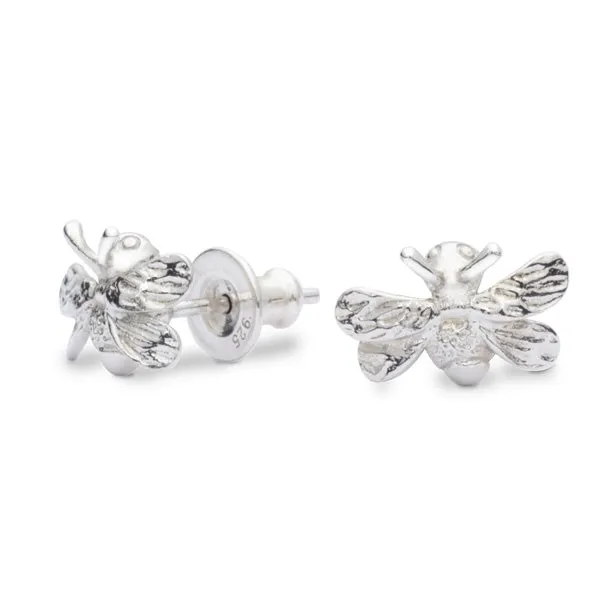 Bumble Bee Silver Stud Earrings