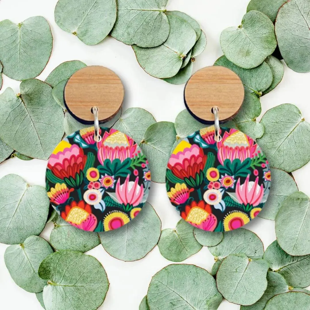 Bush Flowers Australian Wooden Earrings