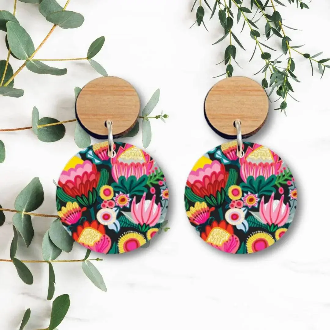 Bush Flowers Australian Wooden Earrings
