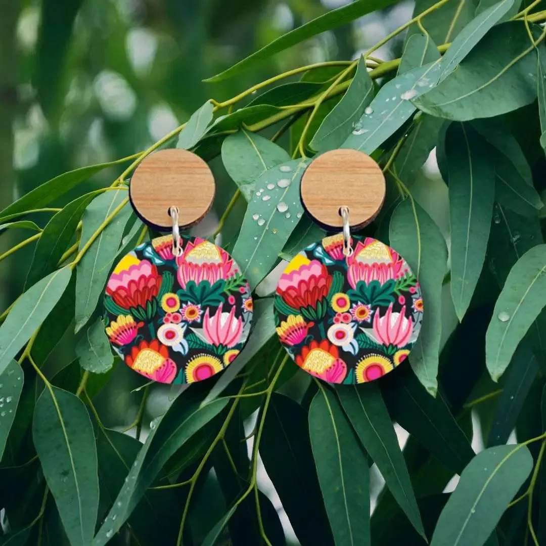 Bush Flowers Australian Wooden Earrings