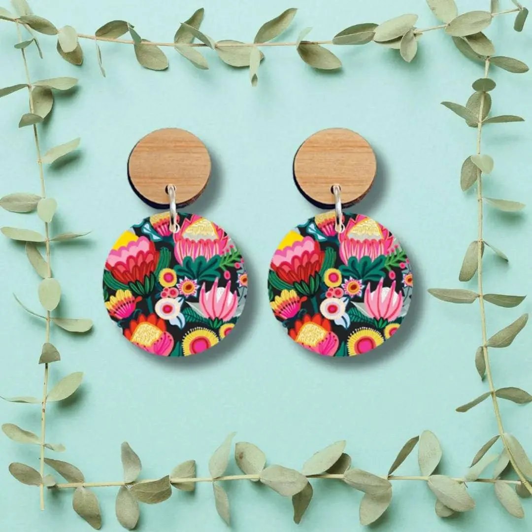 Bush Flowers Australian Wooden Earrings