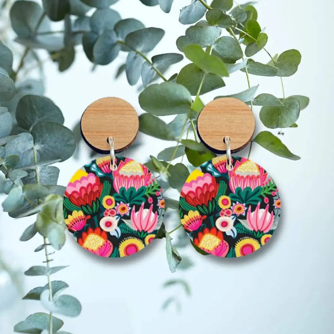 Bush Flowers Australian Wooden Earrings