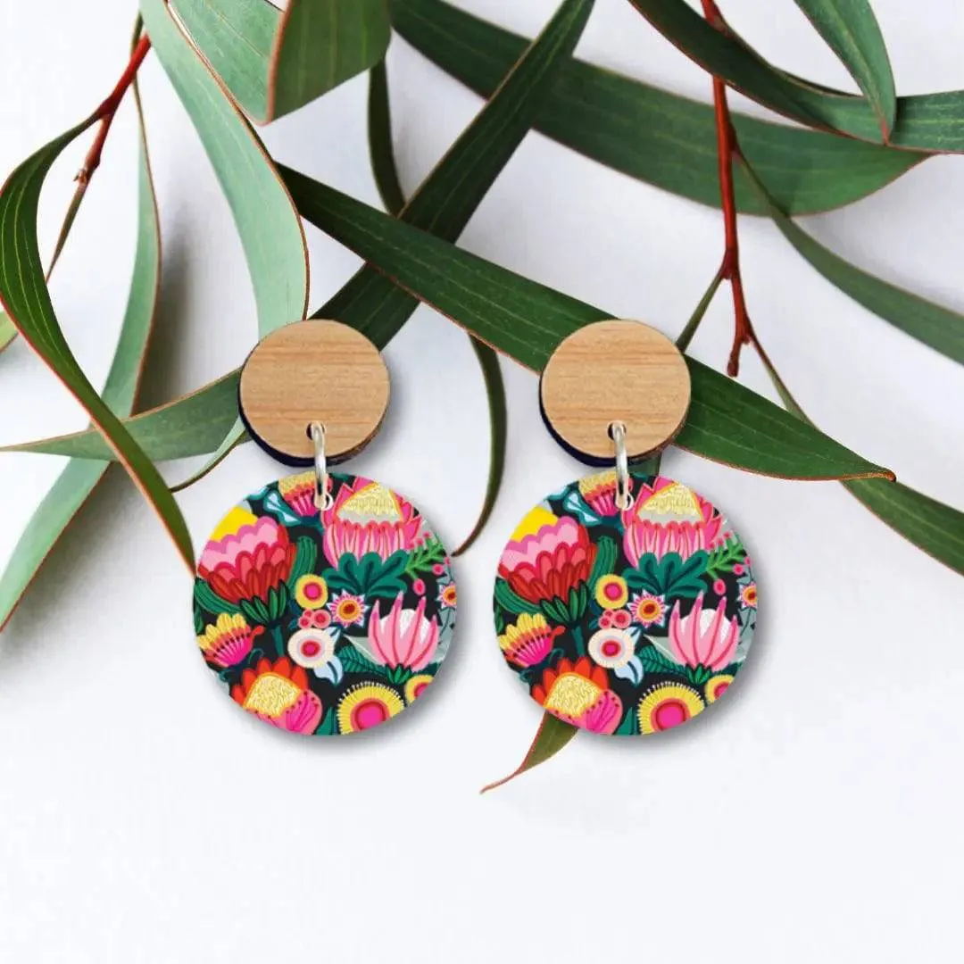 Bush Flowers Australian Wooden Earrings