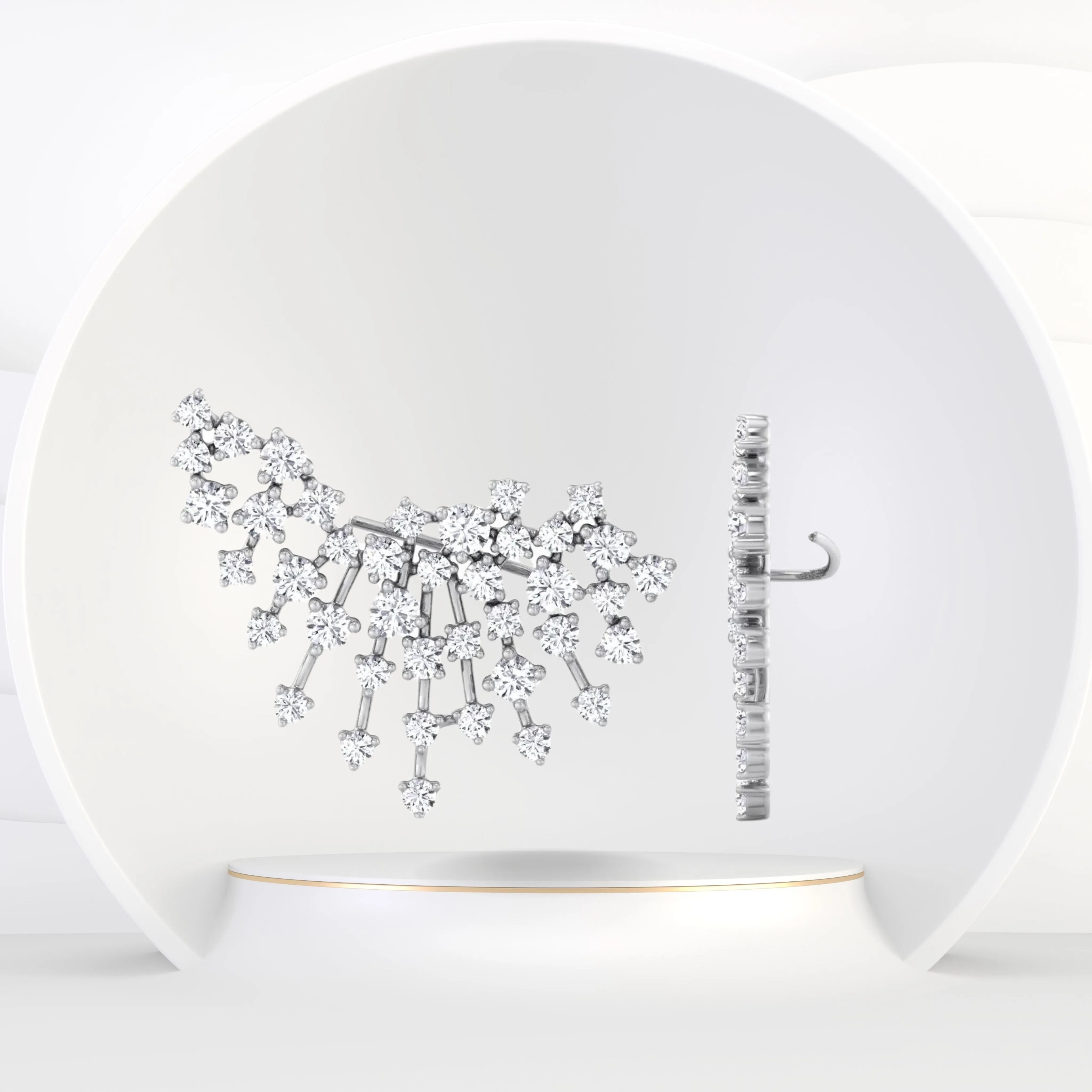 Celeste - 4.20CT Luxurious Cluster Diamond Earring Crawlers