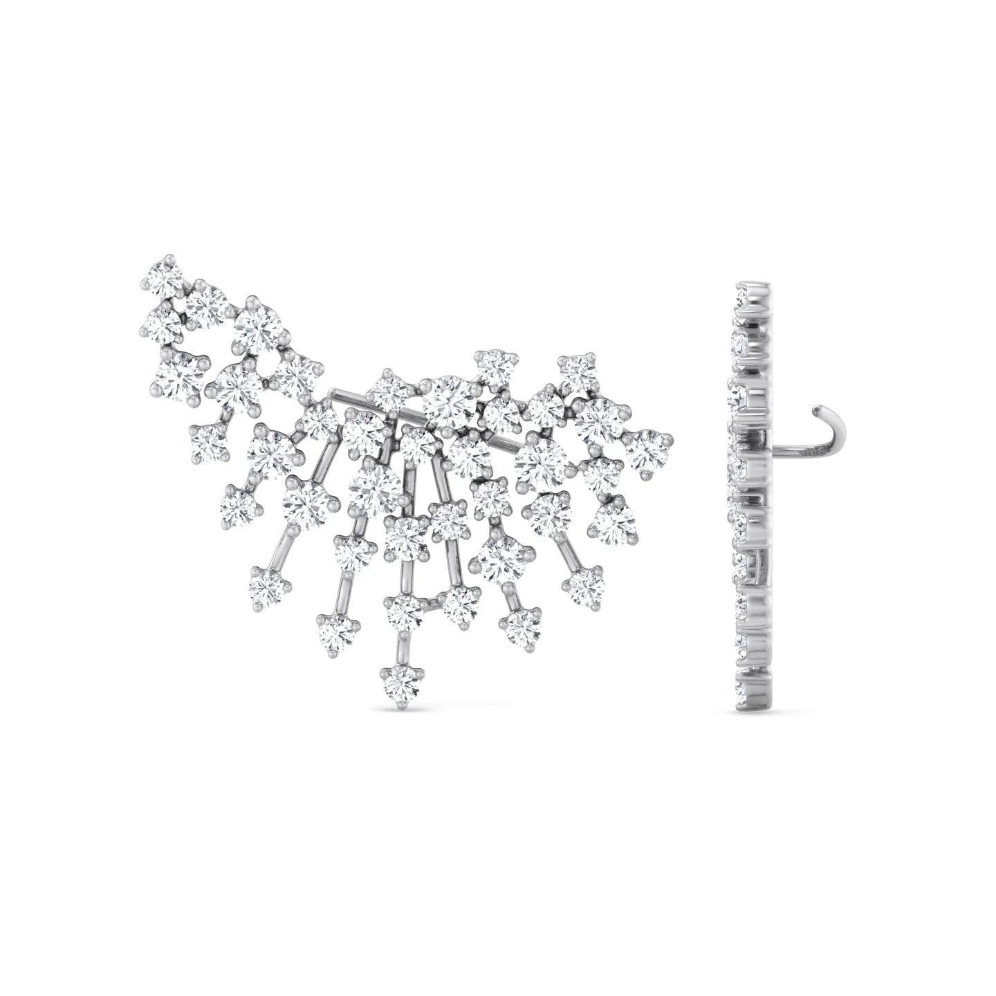 Celeste - 4.20CT Luxurious Cluster Diamond Earring Crawlers