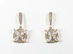 Classic Elegant Dainty Yellow Gold Drop Brass Earrings