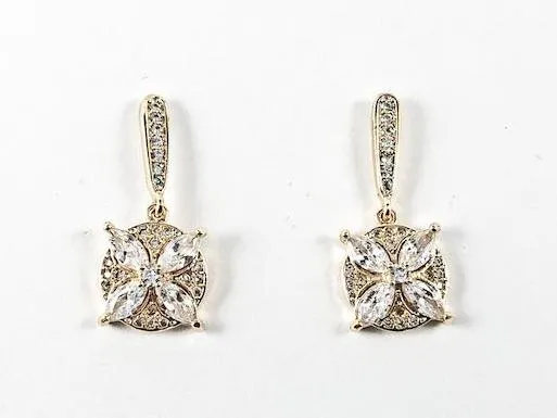 Classic Elegant Dainty Yellow Gold Drop Brass Earrings