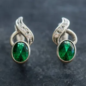 Classy Emerald Earrings - Green Drop Earrings - Sparkly Bridal Earrings