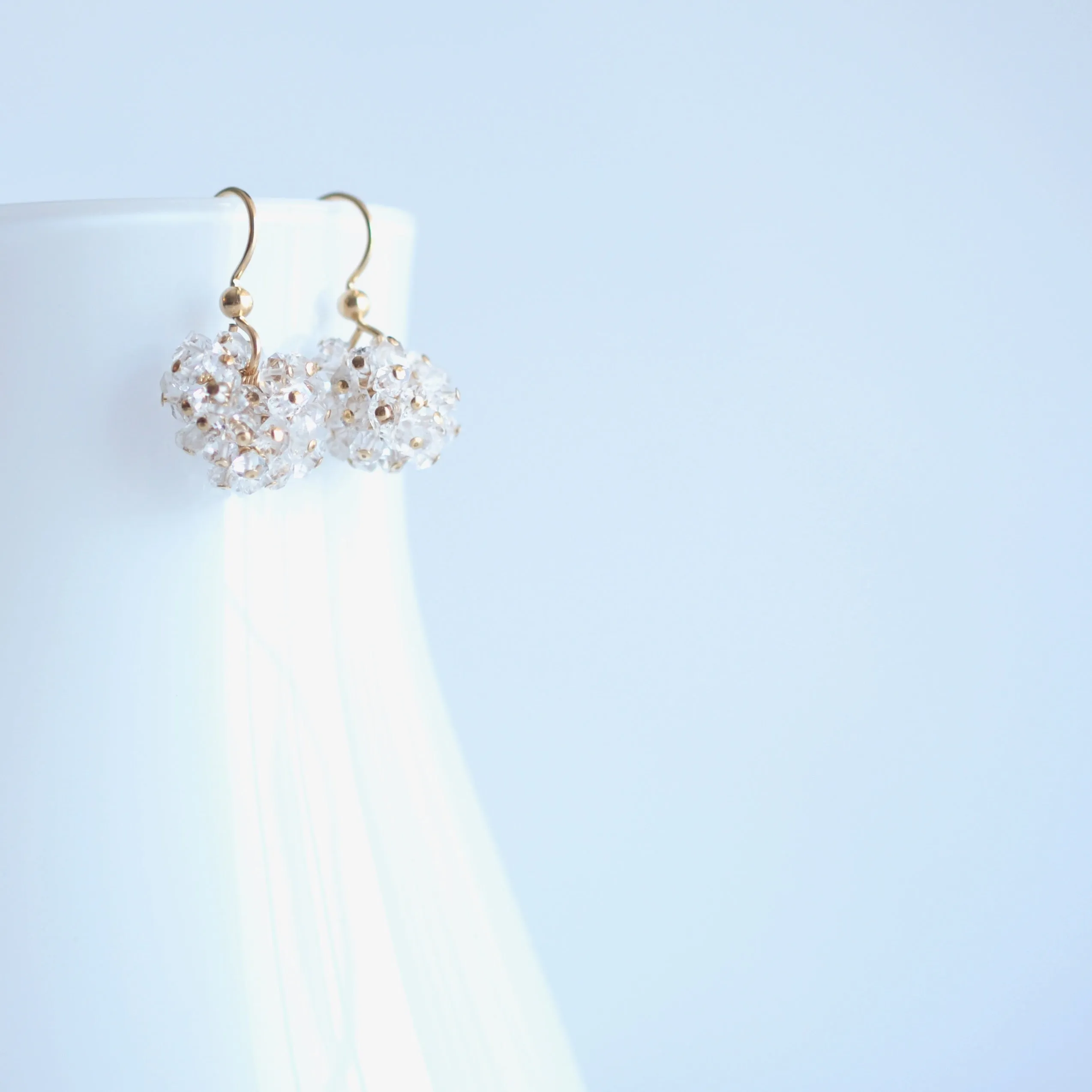 Claudia - Herkimer Diamond Quartz, 14k Gold Filled Earrings