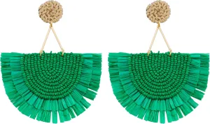 COIRIS Bohemia Beaded Fringe Statement Earrings with Long Dangling Tassel Raffia Earrings for Women