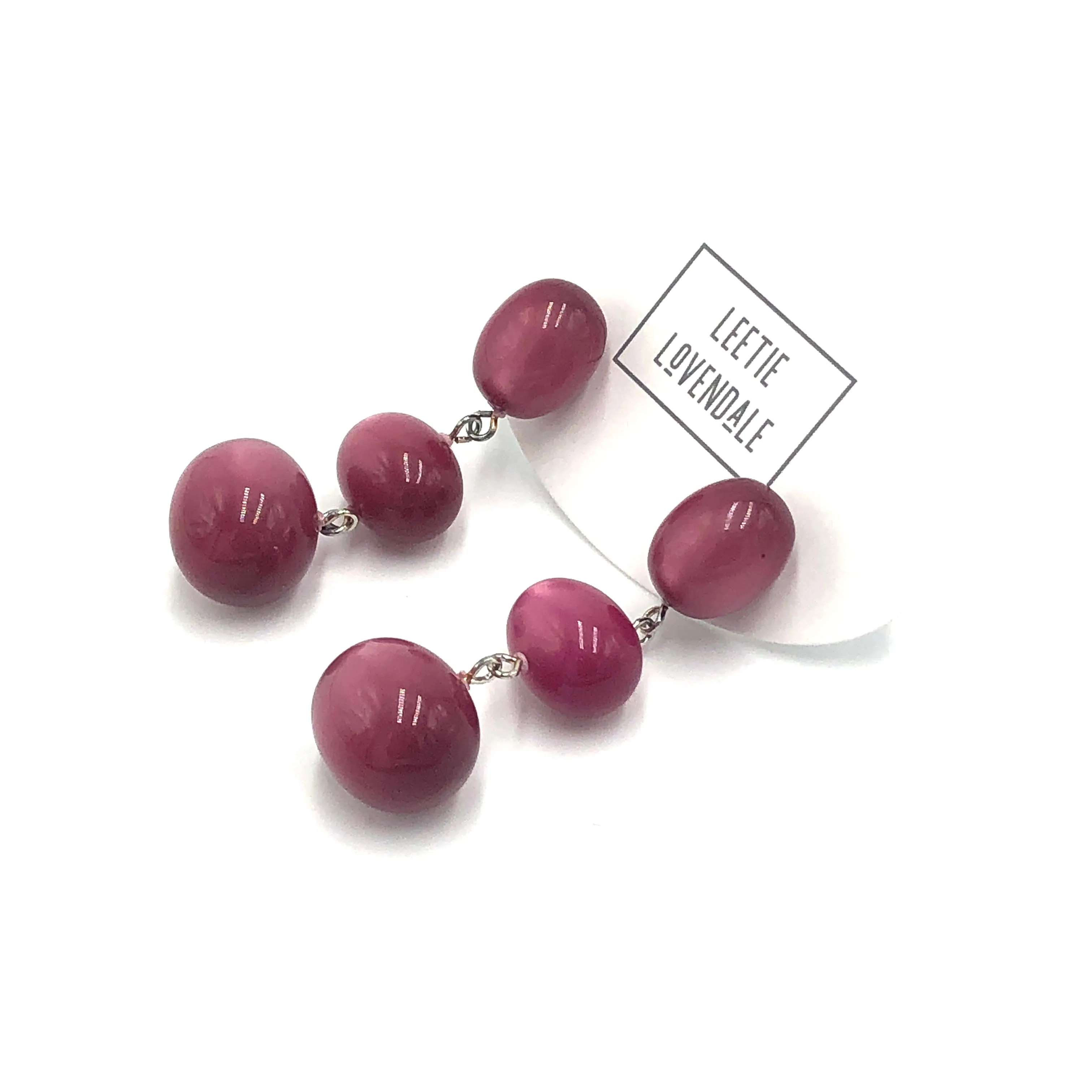 Cranberry Moonglow Triple Oval Drop Earrings