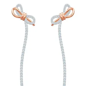 Created Diamond Bow Tassel Temperamental Long Earrings