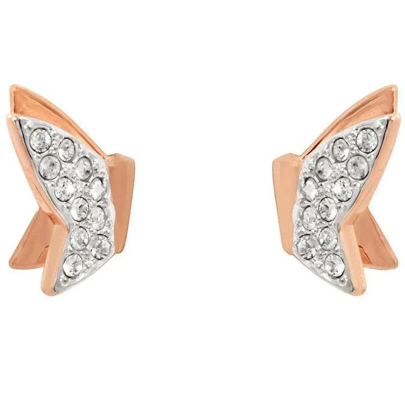 Created Diamond Romantic Elegant Butterfly Design Earrings