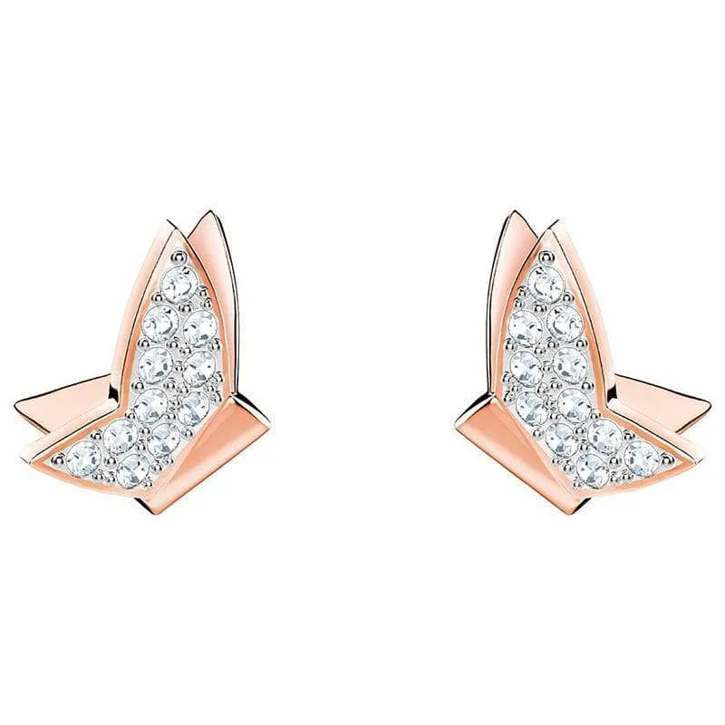 Created Diamond Romantic Elegant Butterfly Design Earrings