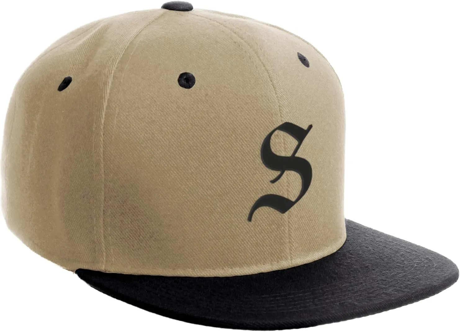 Daxton Classic Snapback Hat Old English Black Font Alphabet A to Z Flat Bill Visor Cap