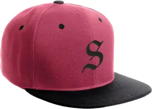 Daxton Classic Snapback Hat Old English Black Font Alphabet A to Z Flat Bill Visor Cap