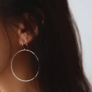 Dia Cut Circle Hook Earrings