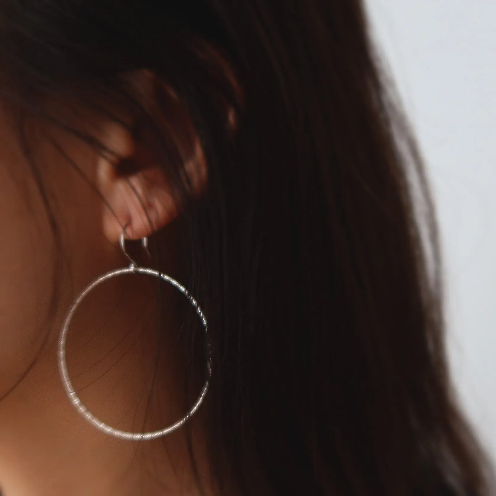 Dia Cut Circle Hook Earrings