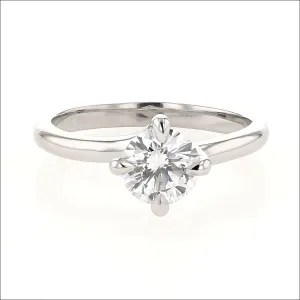 Diamond 4 Prong Twist Solitaire Engagement Ring Platinum