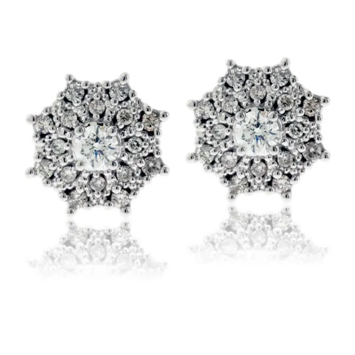 Diamond Cluster Stud Style Snowflake Earrings