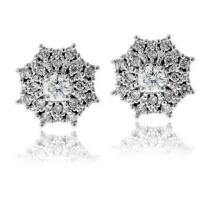 Diamond Cluster Stud Style Snowflake Earrings