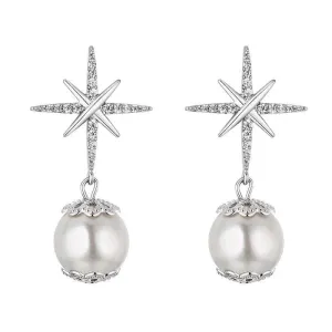 Diamond Hexagram Exquisite Pearl Earrings