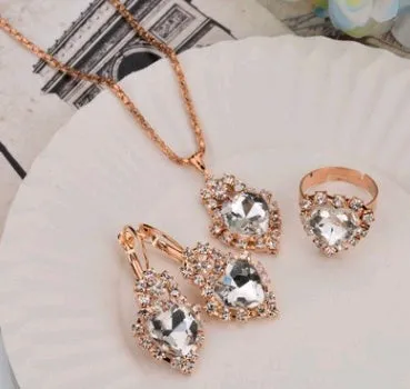 Diamond Necklace Earring  Ring Bridal Jewelry Set