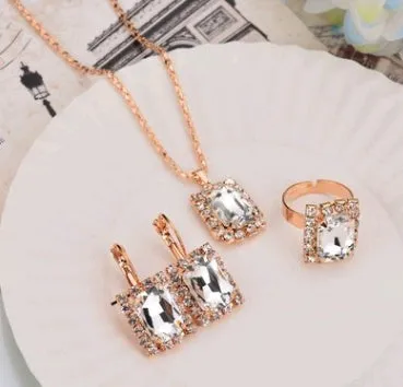 Diamond Necklace Earring  Ring Bridal Jewelry Set