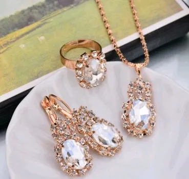 Diamond Necklace Earring  Ring Bridal Jewelry Set