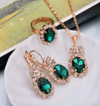 Diamond Necklace Earring  Ring Bridal Jewelry Set