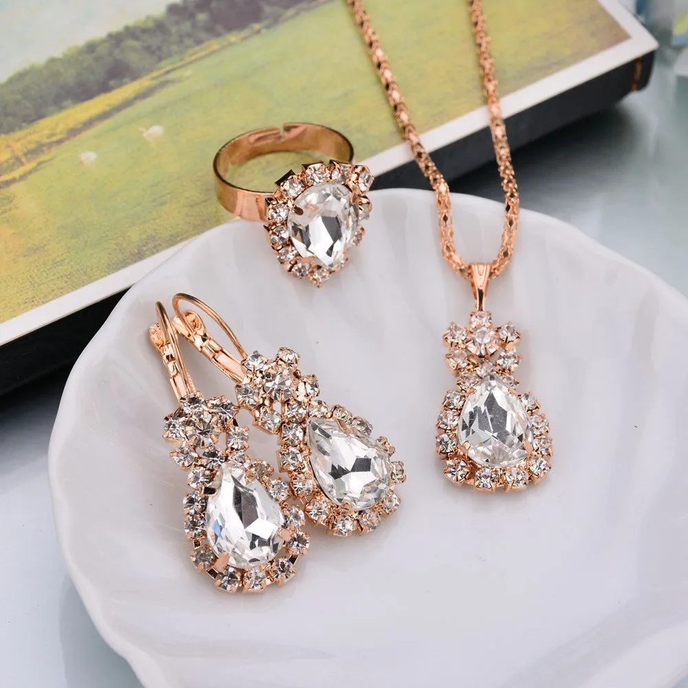 Diamond Necklace Earring  Ring Bridal Jewelry Set