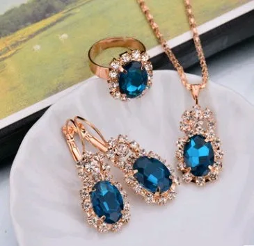 Diamond Necklace Earring  Ring Bridal Jewelry Set