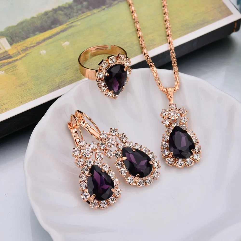 Diamond Necklace Earring  Ring Bridal Jewelry Set