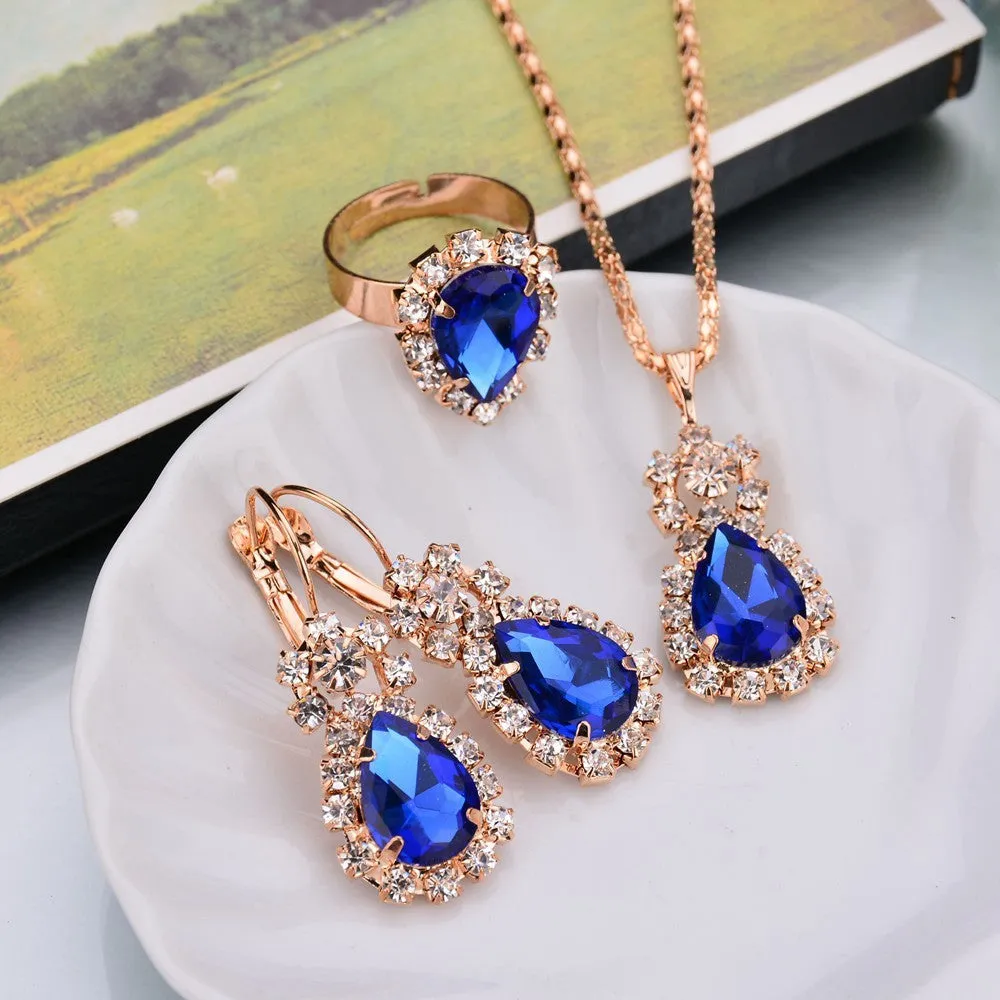 Diamond Necklace Earring  Ring Bridal Jewelry Set
