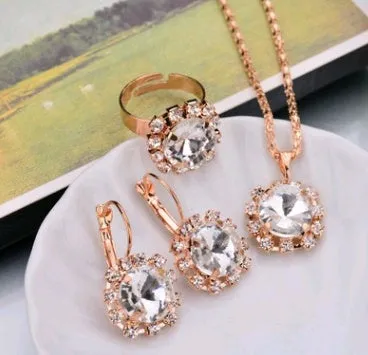 Diamond Necklace Earring  Ring Bridal Jewelry Set