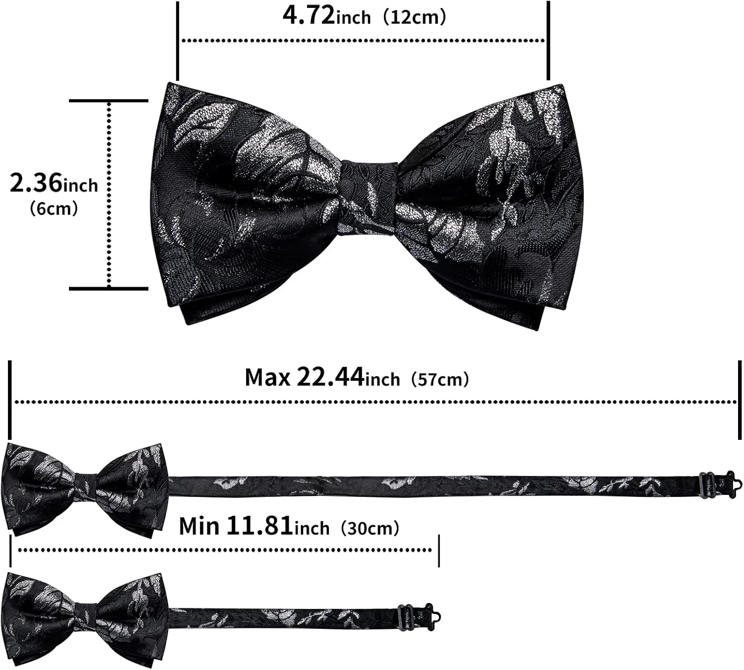 DiBanGu Mens Satin Pre-tied Bowtie Shiny Solid Bow Tie and Pocket Square Cufflinks Lapel Pin Set for Tuxedo Wedding Party