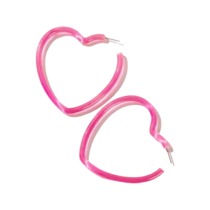 Earrings - Pink glitter heart hoops