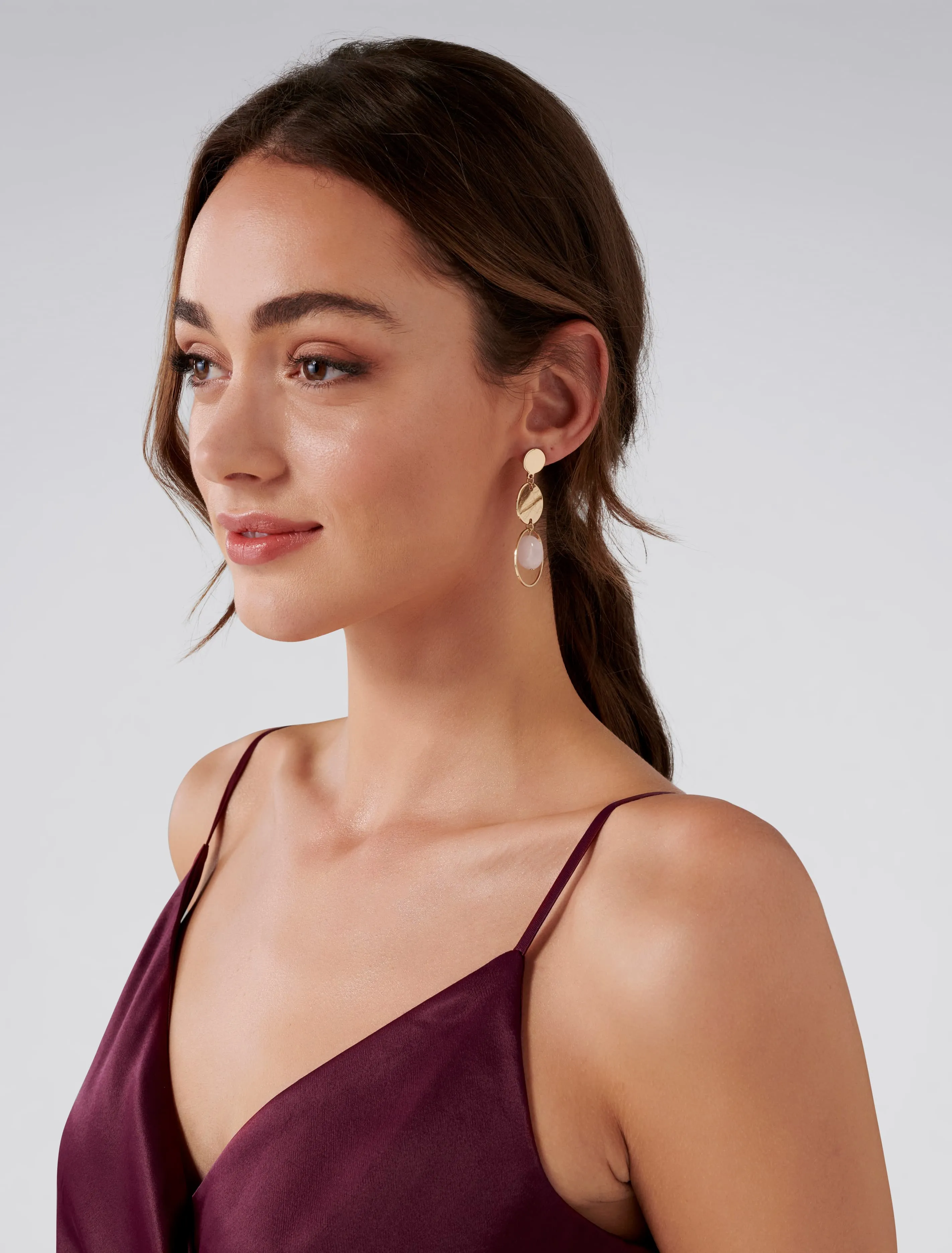 Eliza Disc And Bead Drop Earrings