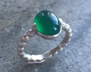 Emerald Bubble Band - Solitaire Emerald Ring, Green Vintage Ring