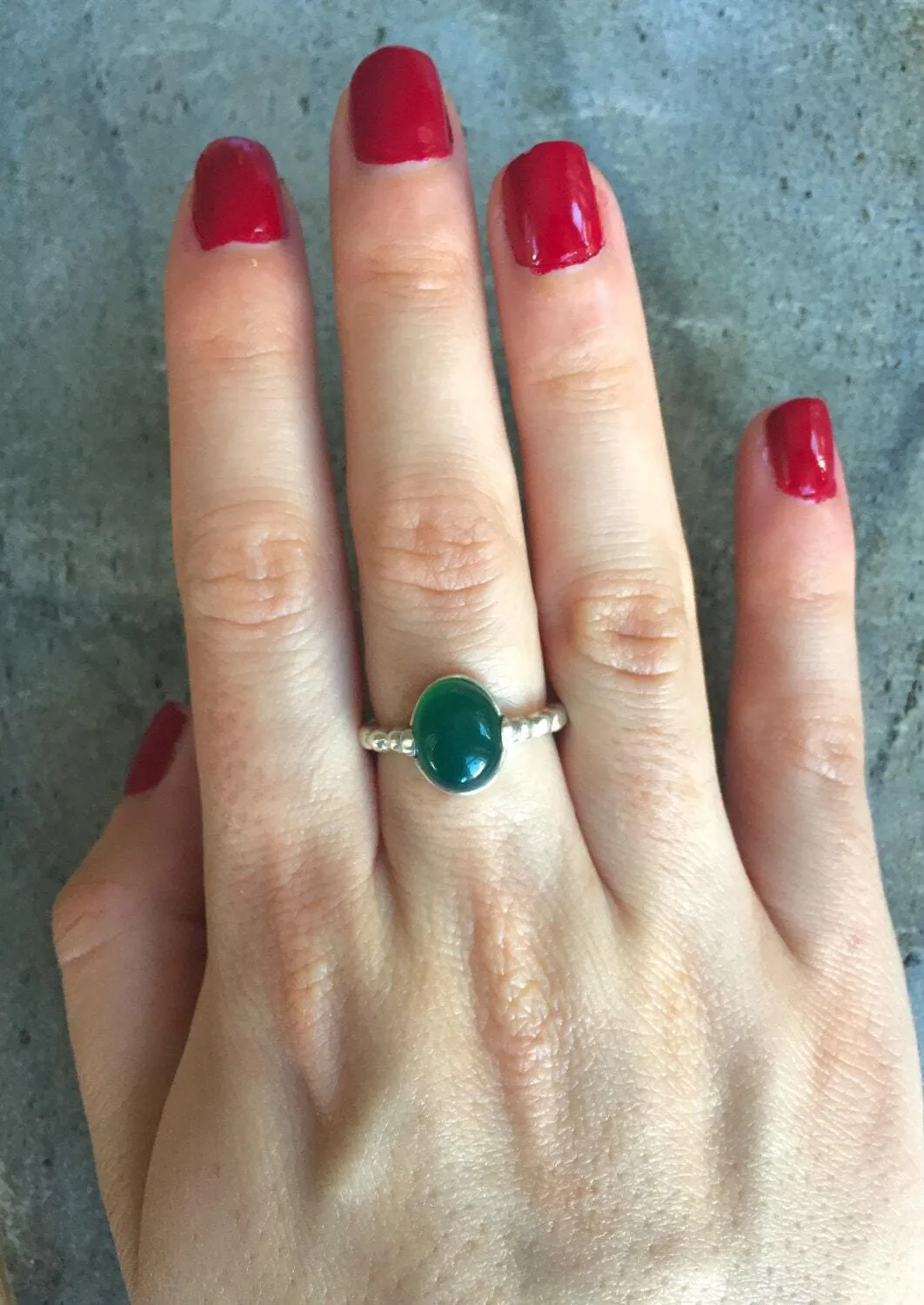 Emerald Bubble Band - Solitaire Emerald Ring, Green Vintage Ring