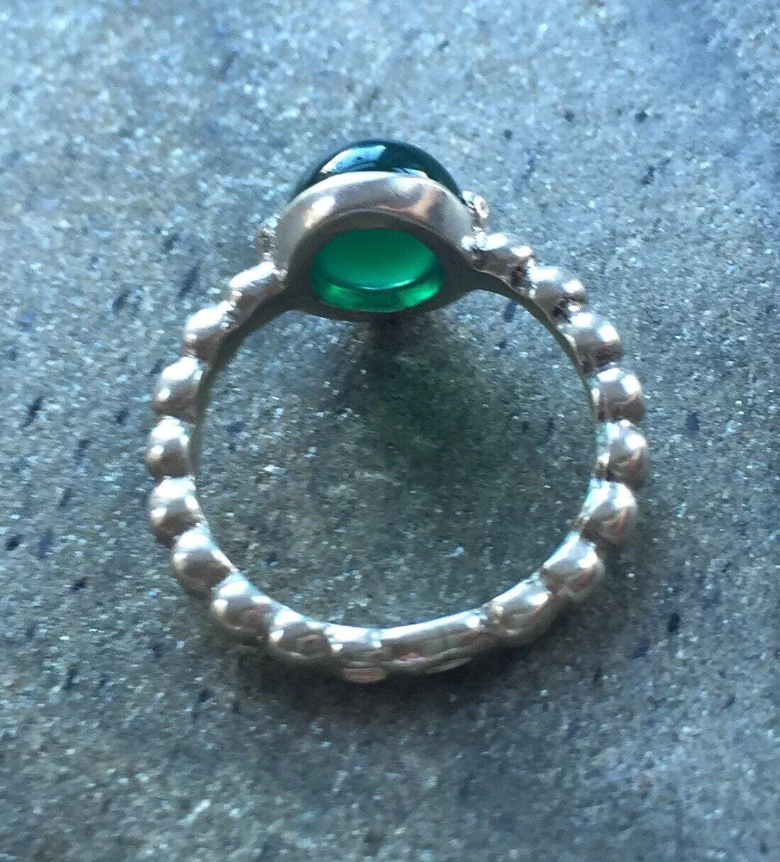 Emerald Bubble Band - Solitaire Emerald Ring, Green Vintage Ring