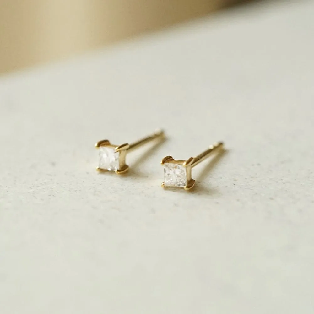 Estée Lalonde Fine Baguette Diamond Earring Stack 14ct Solid Gold