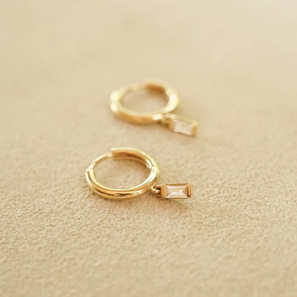 Estée Lalonde Fine Baguette Diamond Earring Stack 14ct Solid Gold