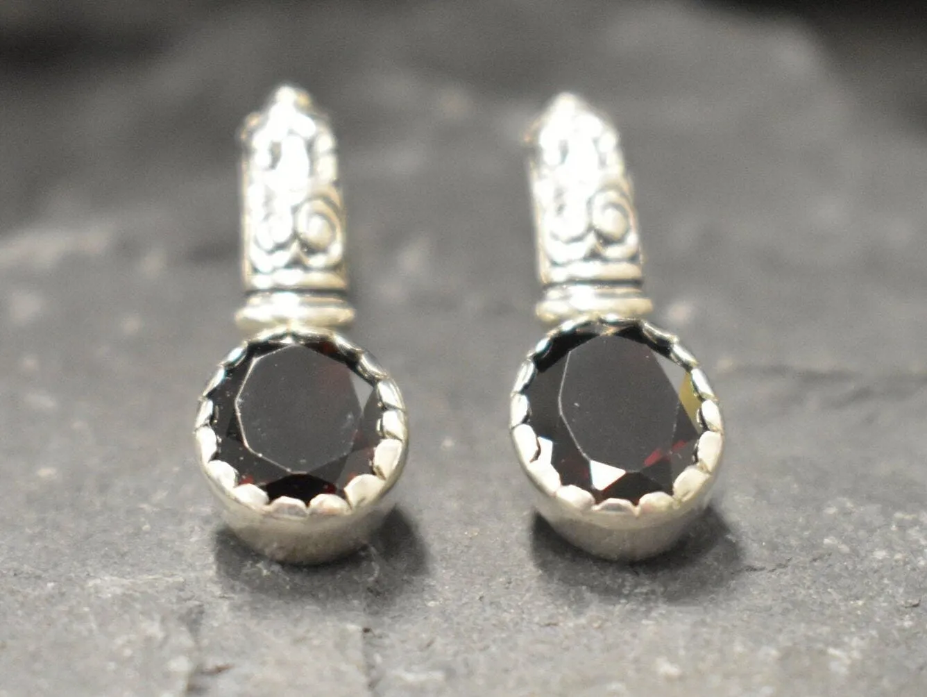 Genuine Garnet Earrings - Red Tribal Earrings - Vintage Drop Earrings
