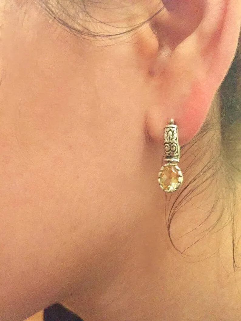 Genuine Garnet Earrings - Red Tribal Earrings - Vintage Drop Earrings