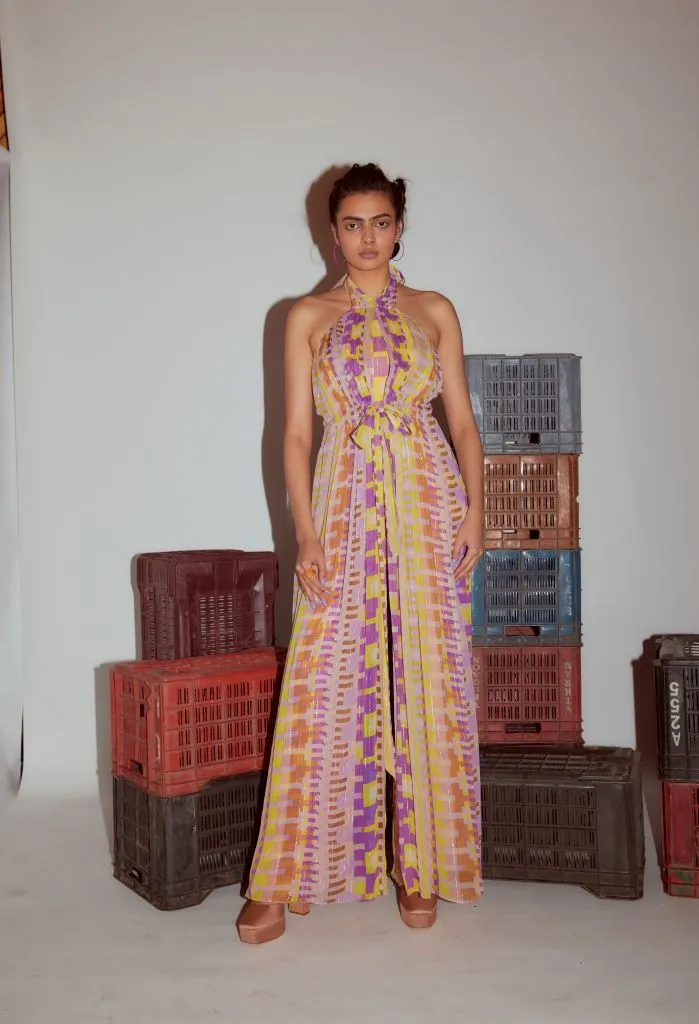 Geometric Printed Halterneck Jumpsuit