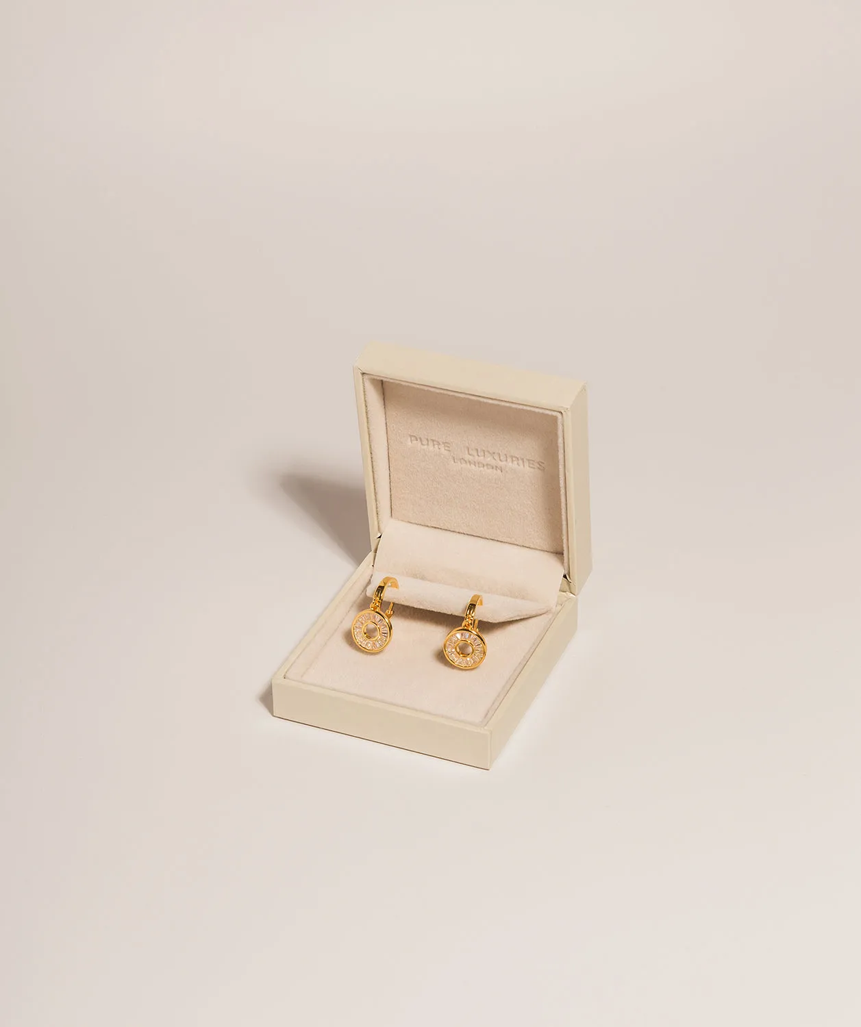 Gift Packaged 'Nabby' 18ct Yellow Gold Plated 925 Silver & Cubic Zirconia Drop Circle Hoop Earrings