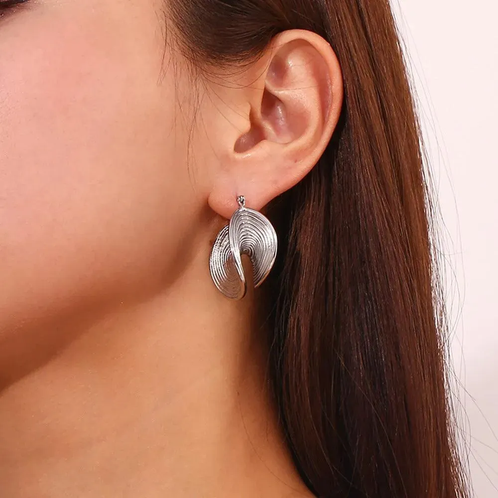 Gold and Silver Ripple Textured Hoop Earrings – Statement Jewellery for Women