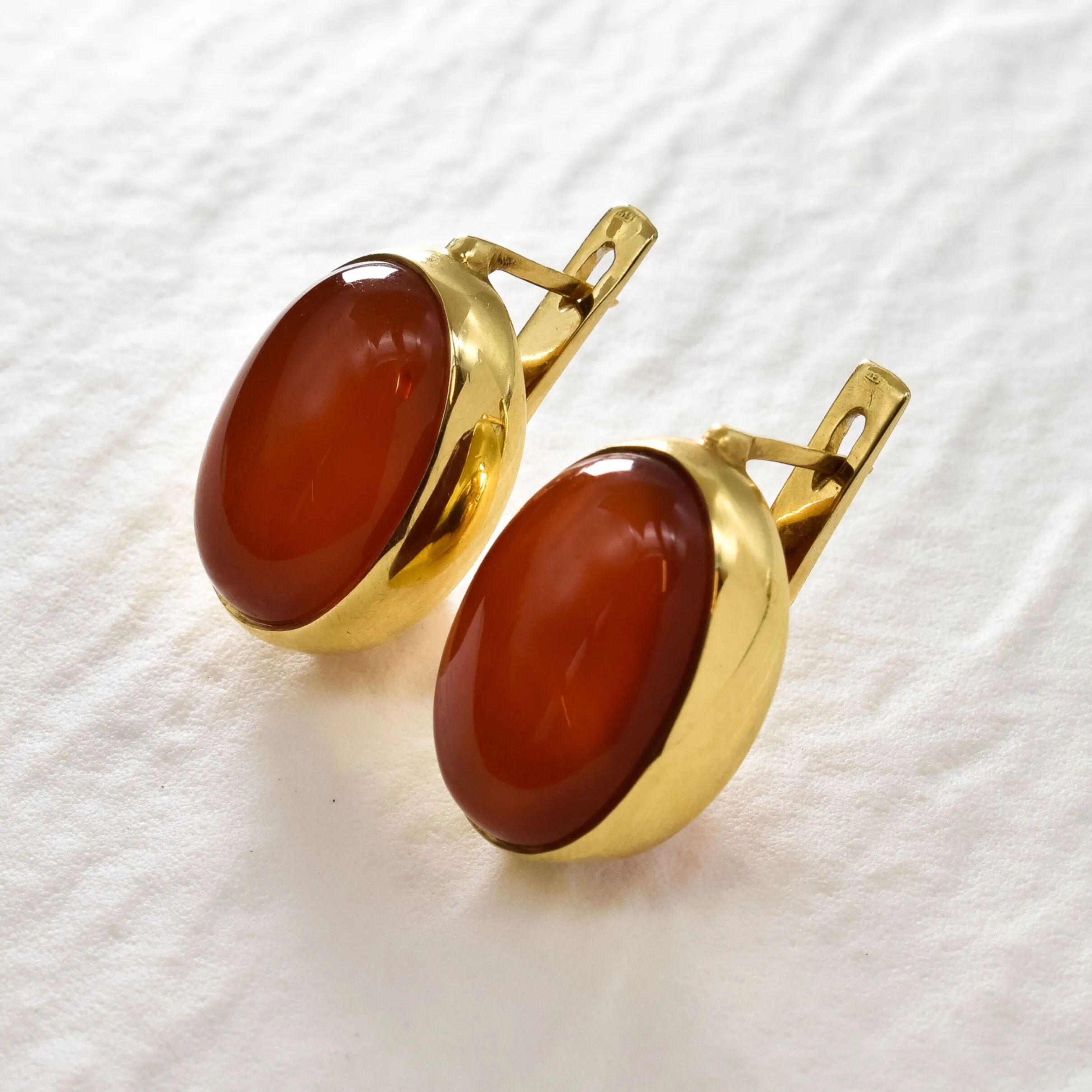 Gold Carnelian Earrings - Red AgateEarrings - Bezel Statement Earrings